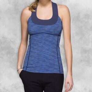 Lululemon Tank Top Scoop Neck Luon Fabric Shelf Bra Racerback & Wide Strap W S
